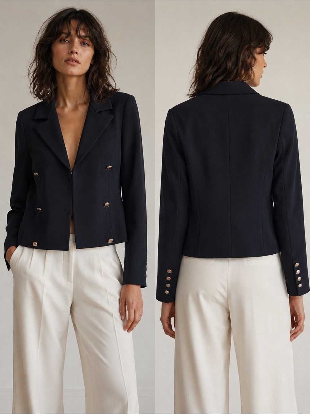 ALEEZA PARIS Black Cropped Blazer – Size Large – NWT
